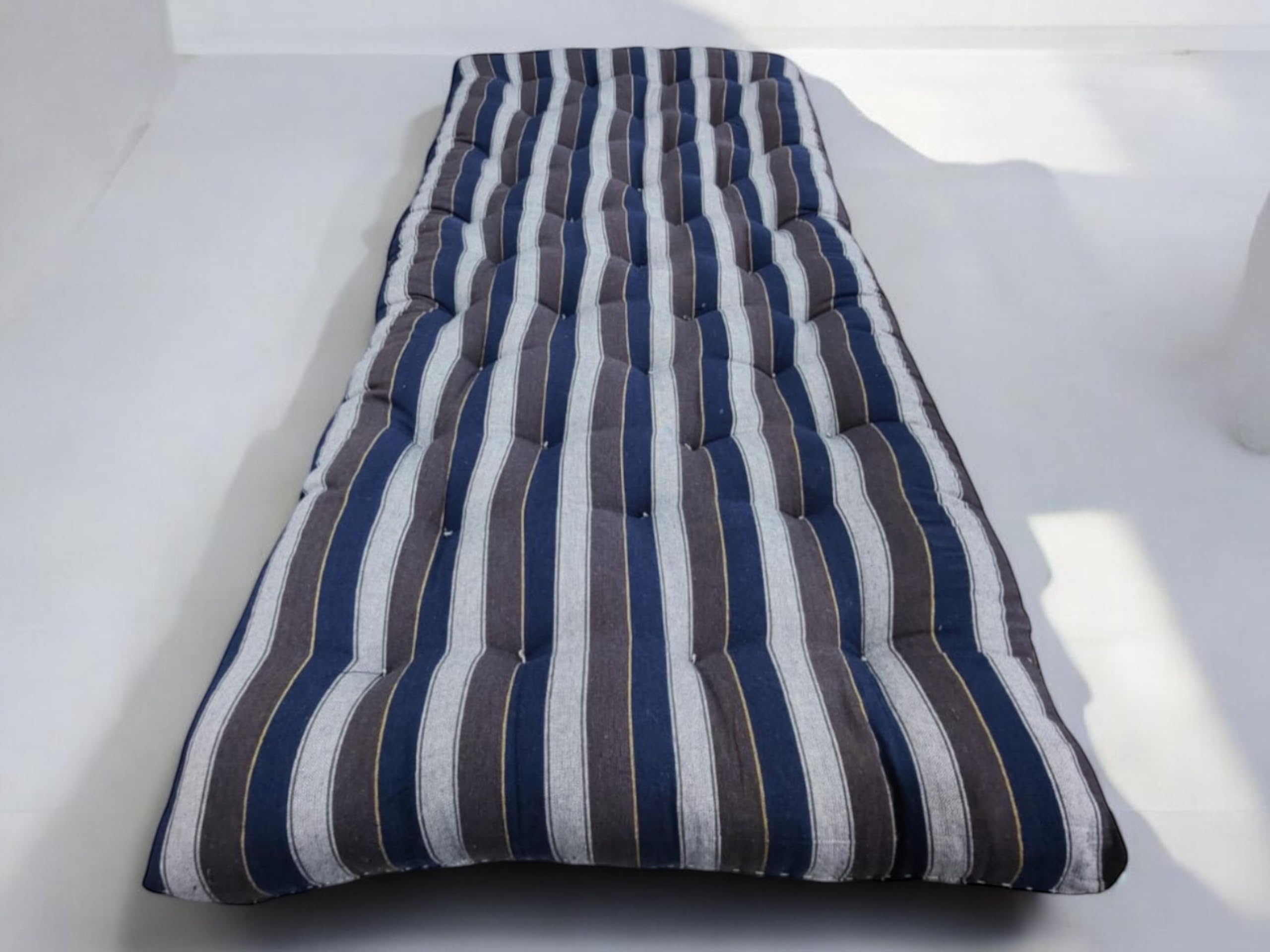 Adim's Bed Cotton Filled Reversible Quilt Mattress | Soft and Firm Tufted Gadda for Floor or Bed Cotton Fabric with Star Pattern (Blue, 3 x 6 Feet Single Size)-image-42