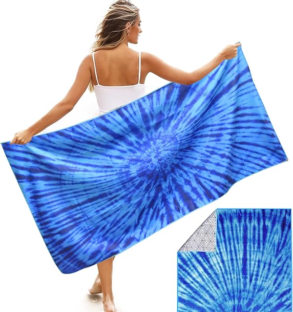 Cozlly Microfibre Beach Towel Double Sided, Oversized Quick Dry Sand Free Towel, 153*77CM Large Blue Beach Towels for Adults Kids, Pool Towel, Gym Towel, Absorbent Swimming Quick Dry Beach Towel