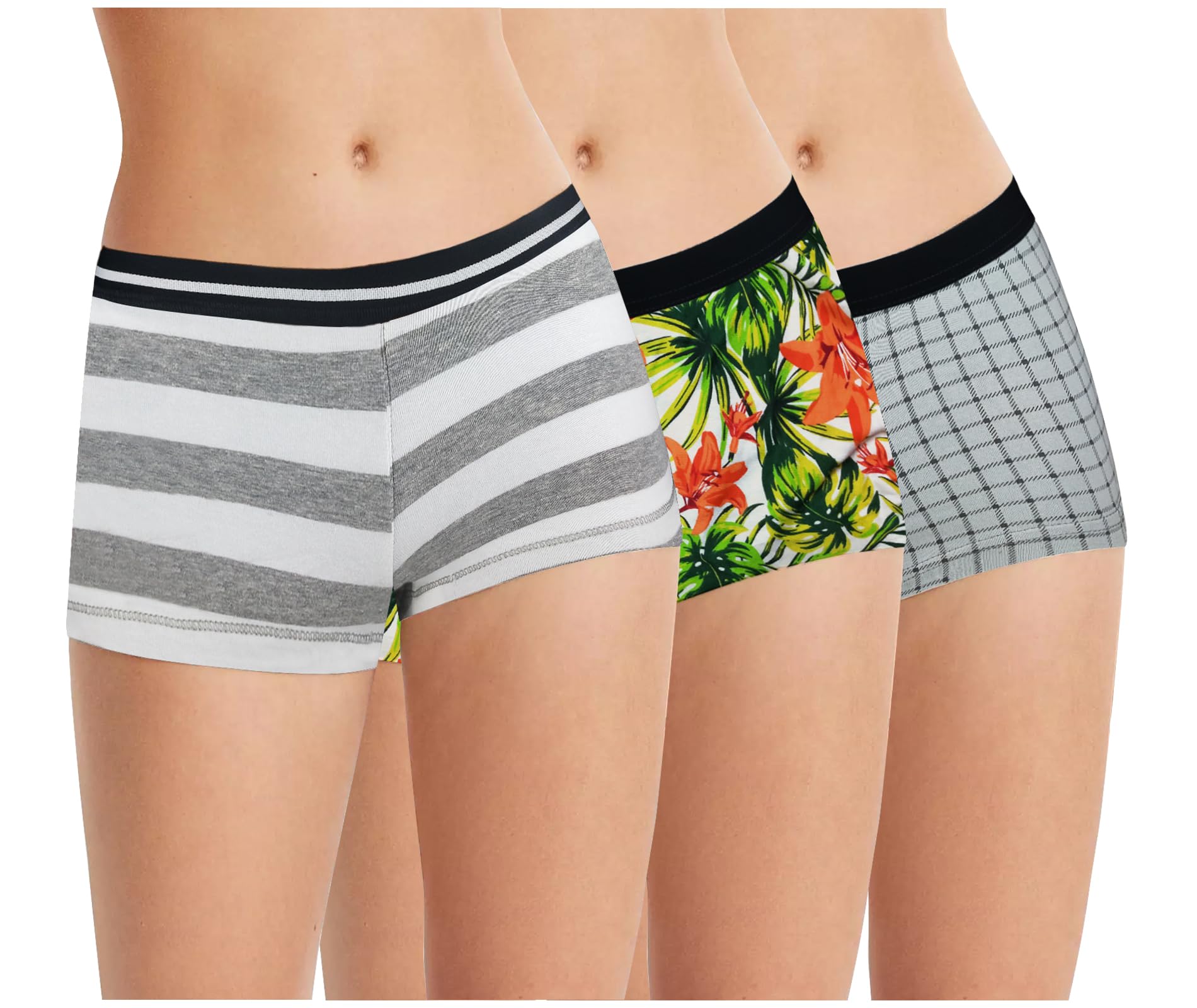 pepperika Women's Boyshort Underwear Cotton Bloomer Briefs Hipster Boy Leg Panties Combo (Prints & Colours May Vary)-picture-53