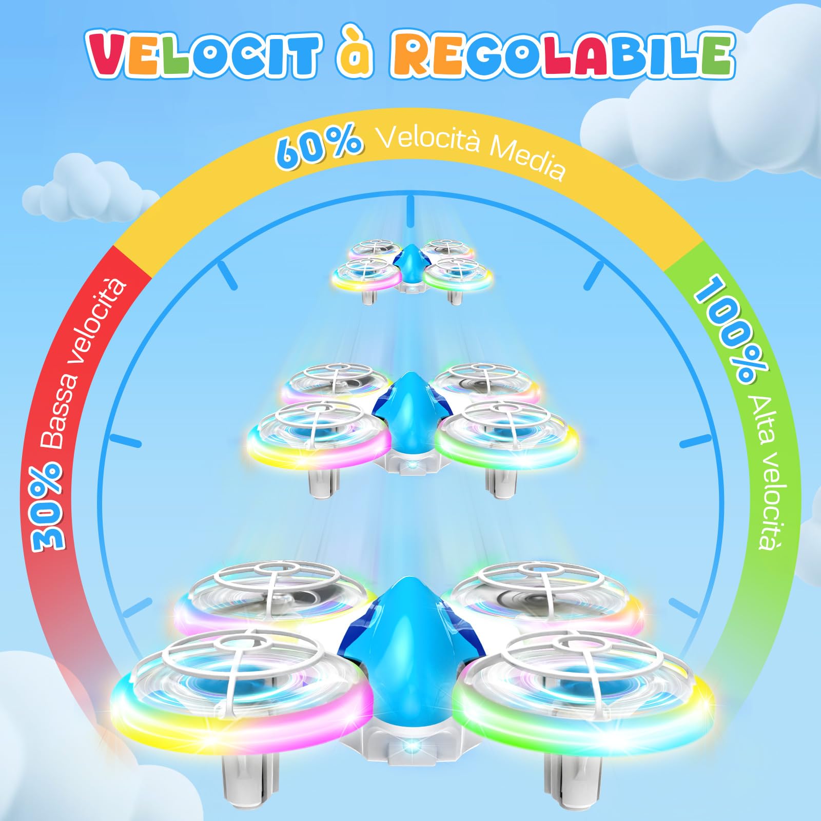 YIKANWEN Drone per Bambini, Mini Drone con Telecomando da 6 7 8 9 10+ Anni, Ragazzi, RC Aereo Giocattolo con Luci LED e Batterie, Adatto per Uso Interno ed Esterno