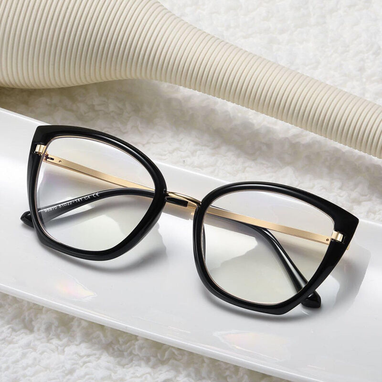 Occhiali da Lettura Occhio di Gatto Retrò:Metallo TR Frame Vintage con Anti Luce Blu Lenti Cerniera a Molla Occhiali Lettori per Donna Uomo