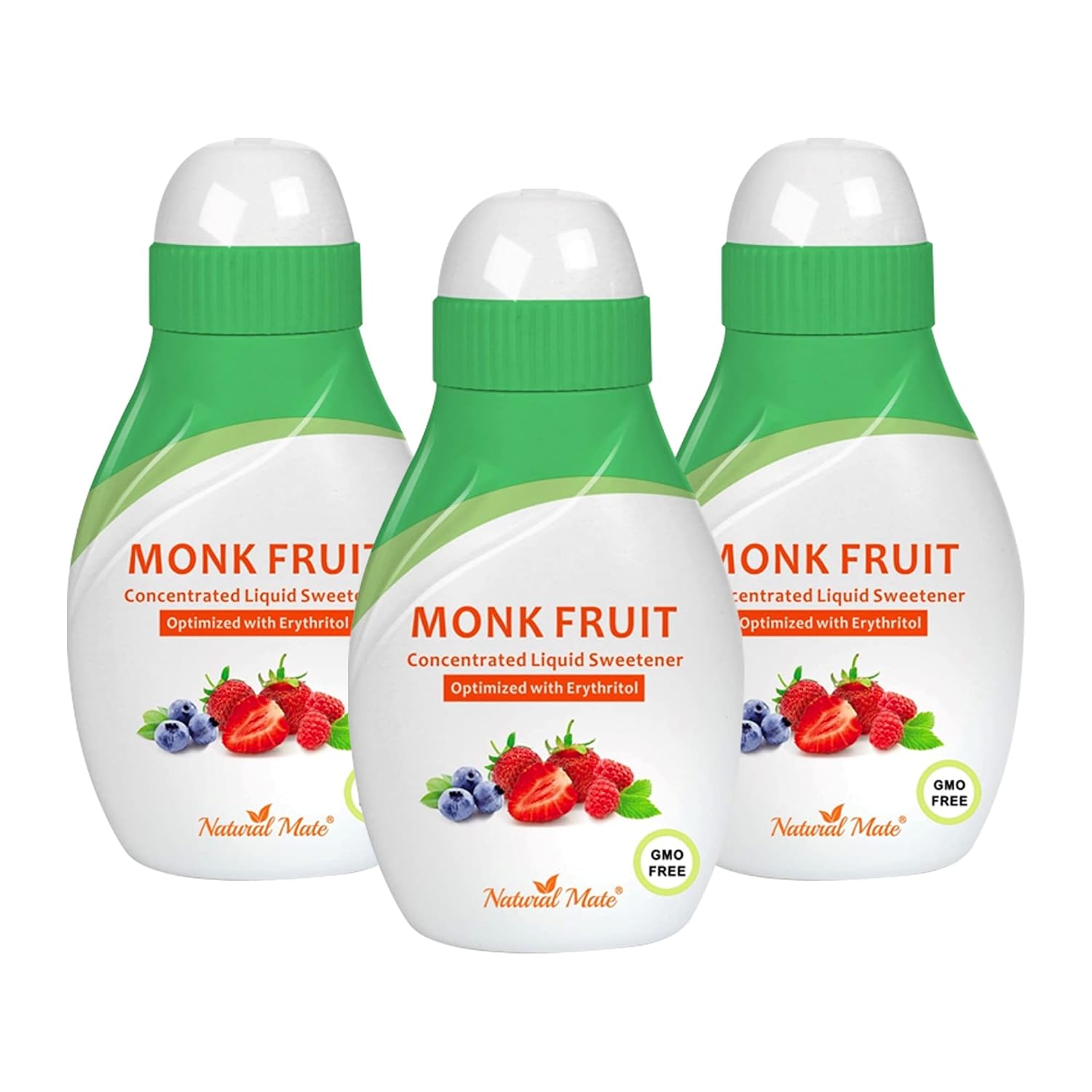 Monk Fruit Concentrated Liquid Sweetener (Optimized with Erythritol) 1.33 FL OZ (37 mL)-3 Pack