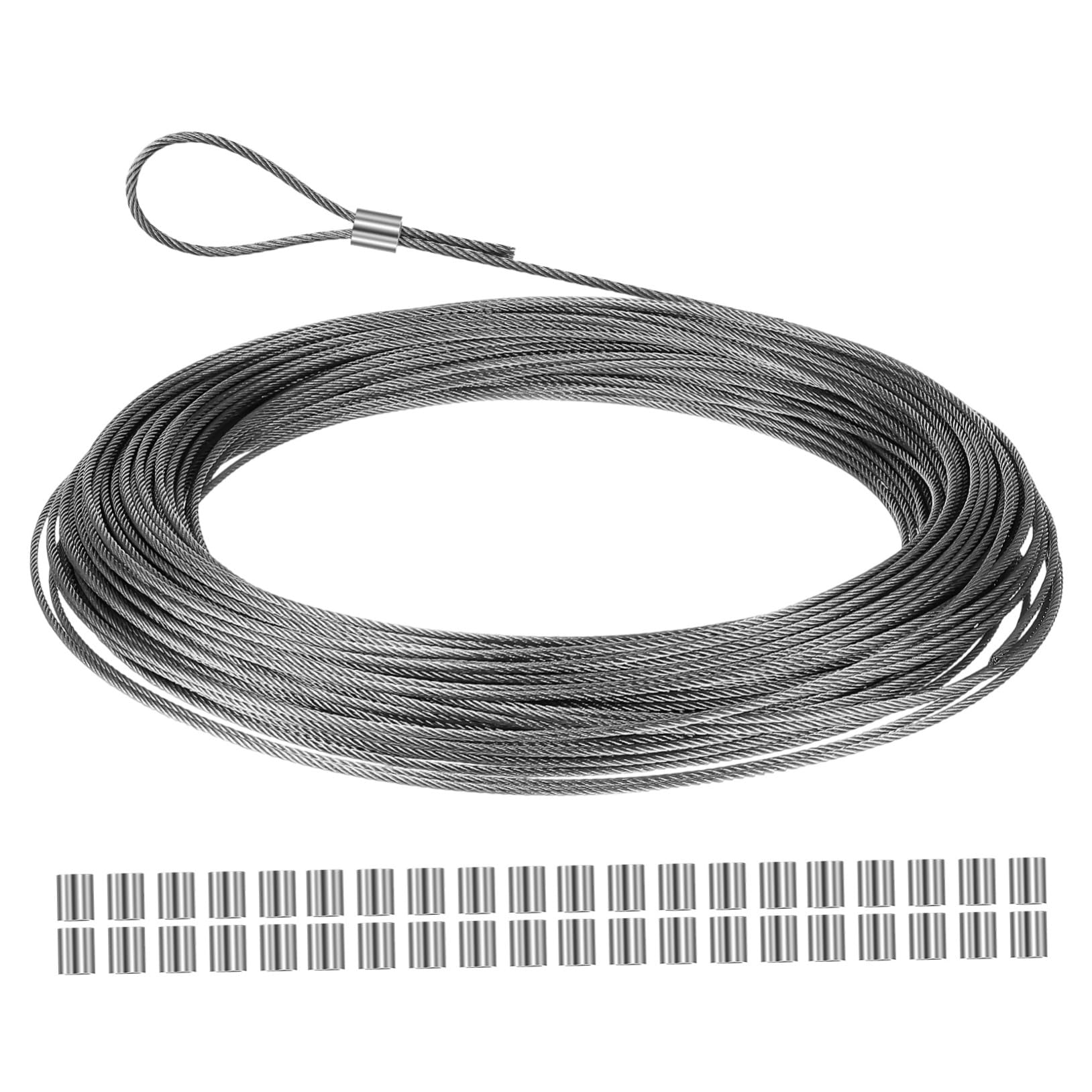 Câble acier inoxydable charge lourde avec manchons aluminium de fixation