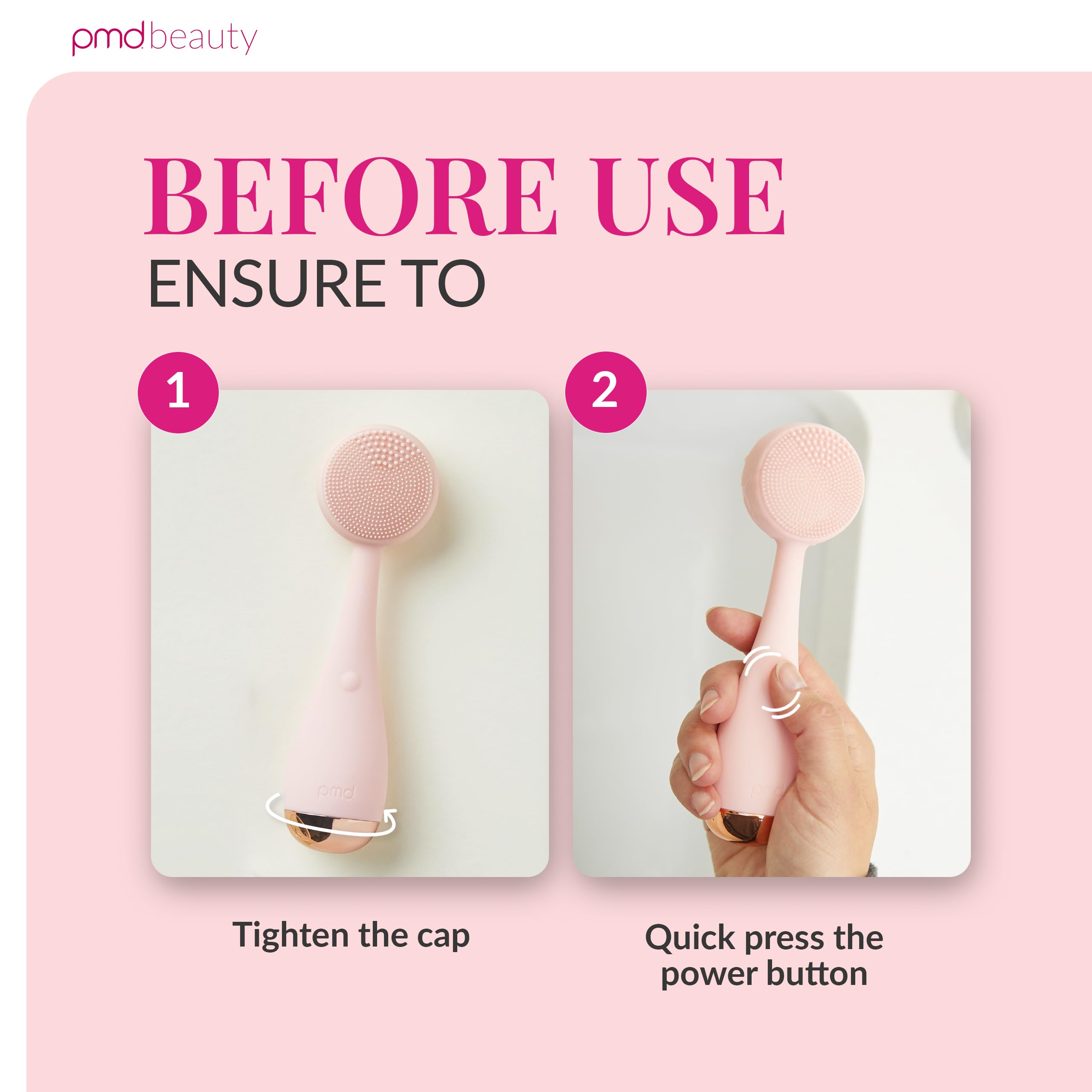 PMD Beauty: Electric Facial Cleansing Brush - Smart Facial Device with Silicone Brush & Anti-Aging Massager, Blush