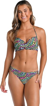 Hobie Womens Underwire Halter Hipster Bikini Swimsuit Top