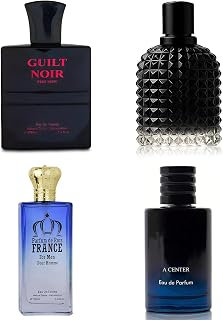 Men's Cologne Include 4 Variety Pack Perfume Gift Set- 3.4 Fl Oz Each Eau De Parfume Tobacco,Musk,Woody,Masculine Scent Long Lasting Fragrance(MilanoMR&Salva&GuiltN&ParfumFrance)