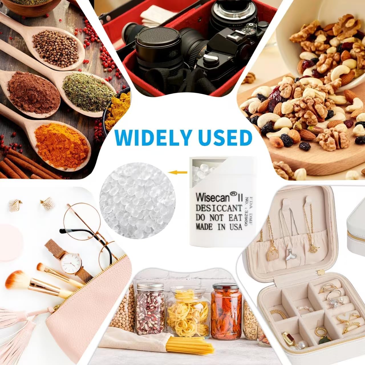 1 Gram 1000 Pack Silica Gel Canister, Desiccant Canister, Silica Gel Capsules, Desiccant Capsules, Moisture Absorbers for Food Storage, Food Safe Dehumidifiers Wisecan