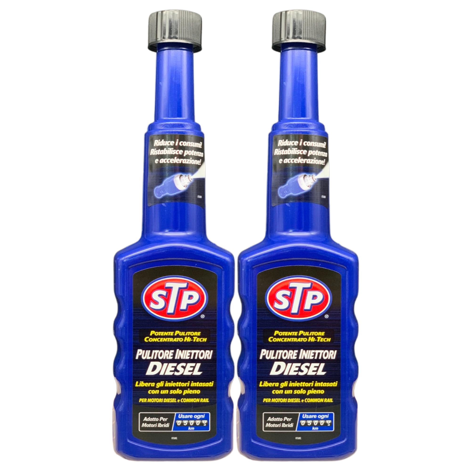 Pulitore Iniettori Diesel, Potente Pulitore Concentrato Hi-Tech. Libera Gli Iniettori Intasati Con Un Solo Pieno. Per Motori Diesel e Common Rail. Adatto Per Motori Ibridi 200ml (2 Flaconi)
