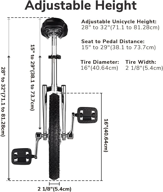 16 Wheel Unicycle Leakproof Butyl Tire Wheel Cycling Outdoor Sports Fitness Exercise Health, 16 Inch