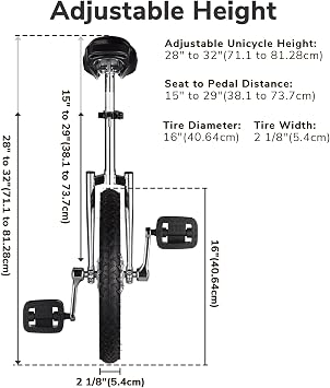 16 Wheel Unicycle Leakproof Butyl Tire Wheel Cycling Outdoor Sports Fitness Exercise Health, 16 Inch