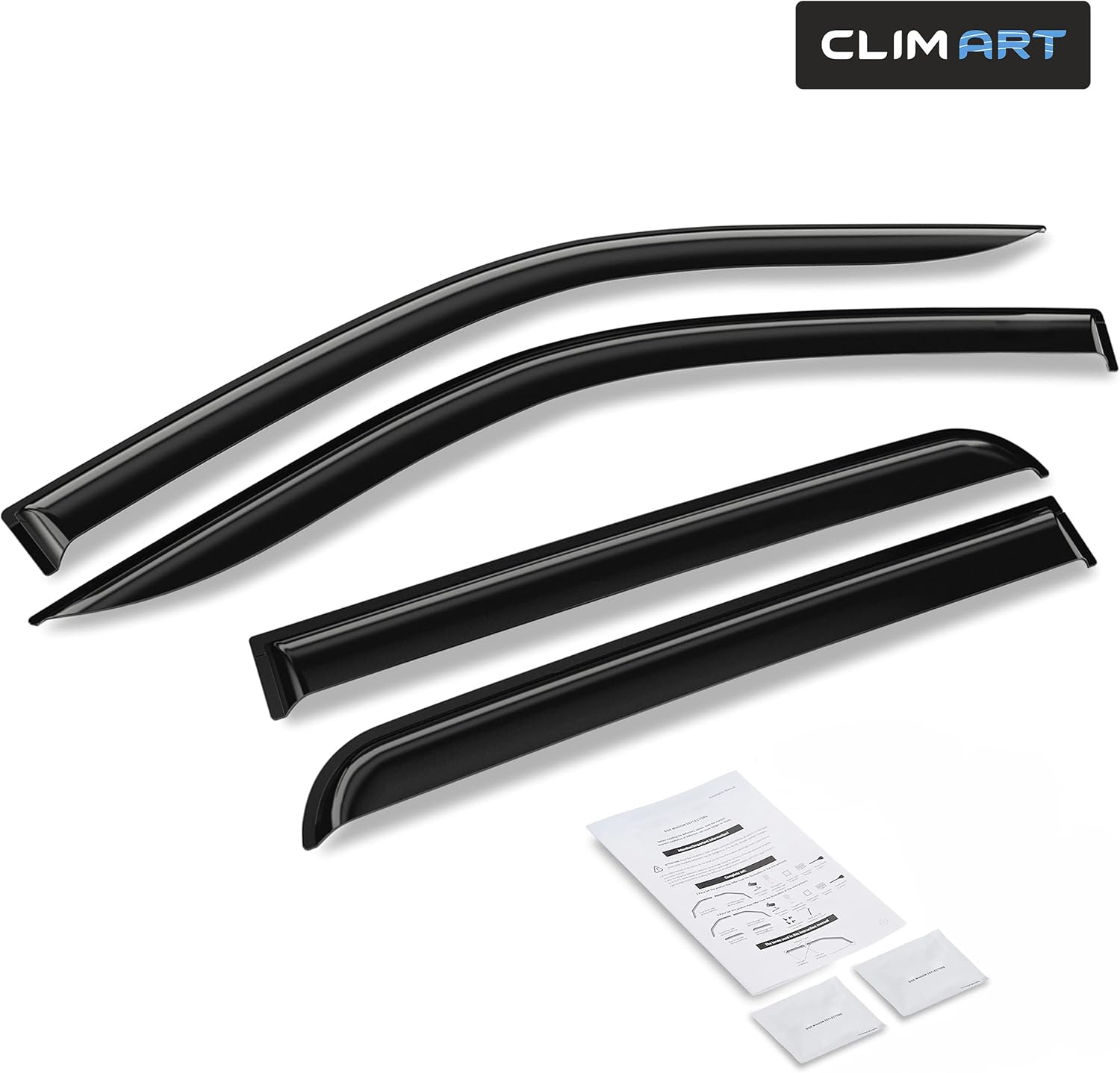 CLIM ART Incredibly Durable Rain Guards for Ford F-150 2009-2014 SuperCrew, Tape-on Window Deflectors, Vent Deflector, Vent Window Visors, Dark Smoke, Truck Accessories, 4 pcs - 409010