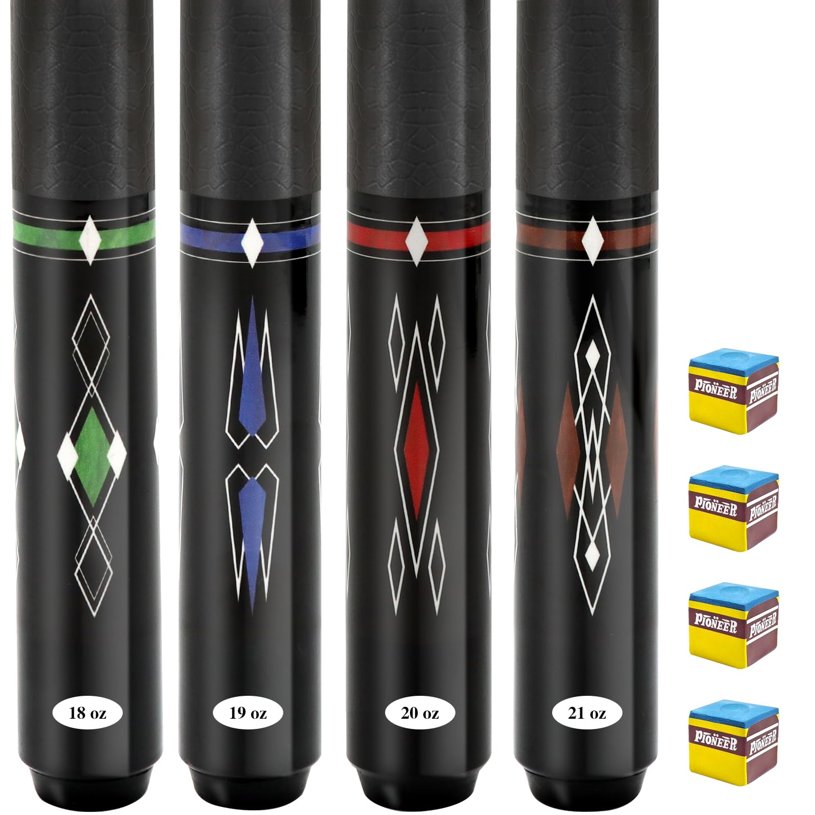 Pool Stick Set of 4,Pool Cues Sticks Made of Premium Maple Wood, Includes 4 Extra Billiard Chalk for Pool Cues, 58″ Billiard House Bar Pool Cue Sticks for Professional Billiard Players (Pool cues-B02)