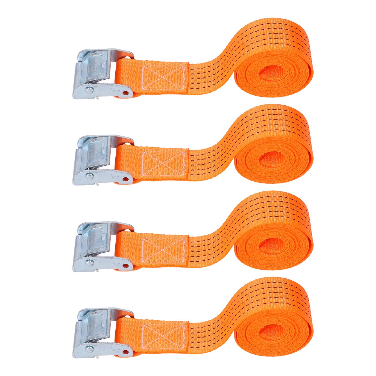 Qqmora Hochleistungs-Zurrgurte, 4 Stück, Verstellbare Schnalle für Motorrad-LKW-Anhänger, 50 Mm, Orange, Langlebiges Polyester