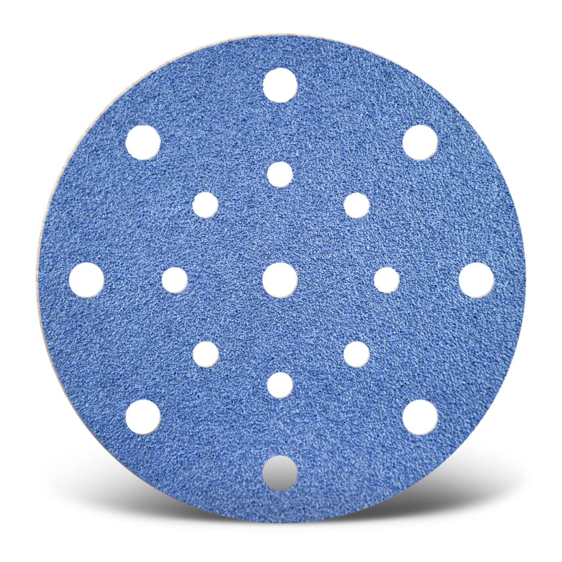 MENZER Blue Dischi abrasivi 150 mm, 17 fori (25 Pz.) G24 | p. Levigatrici rotorbitali, Corindone zirconio, supporto a gancio e anello