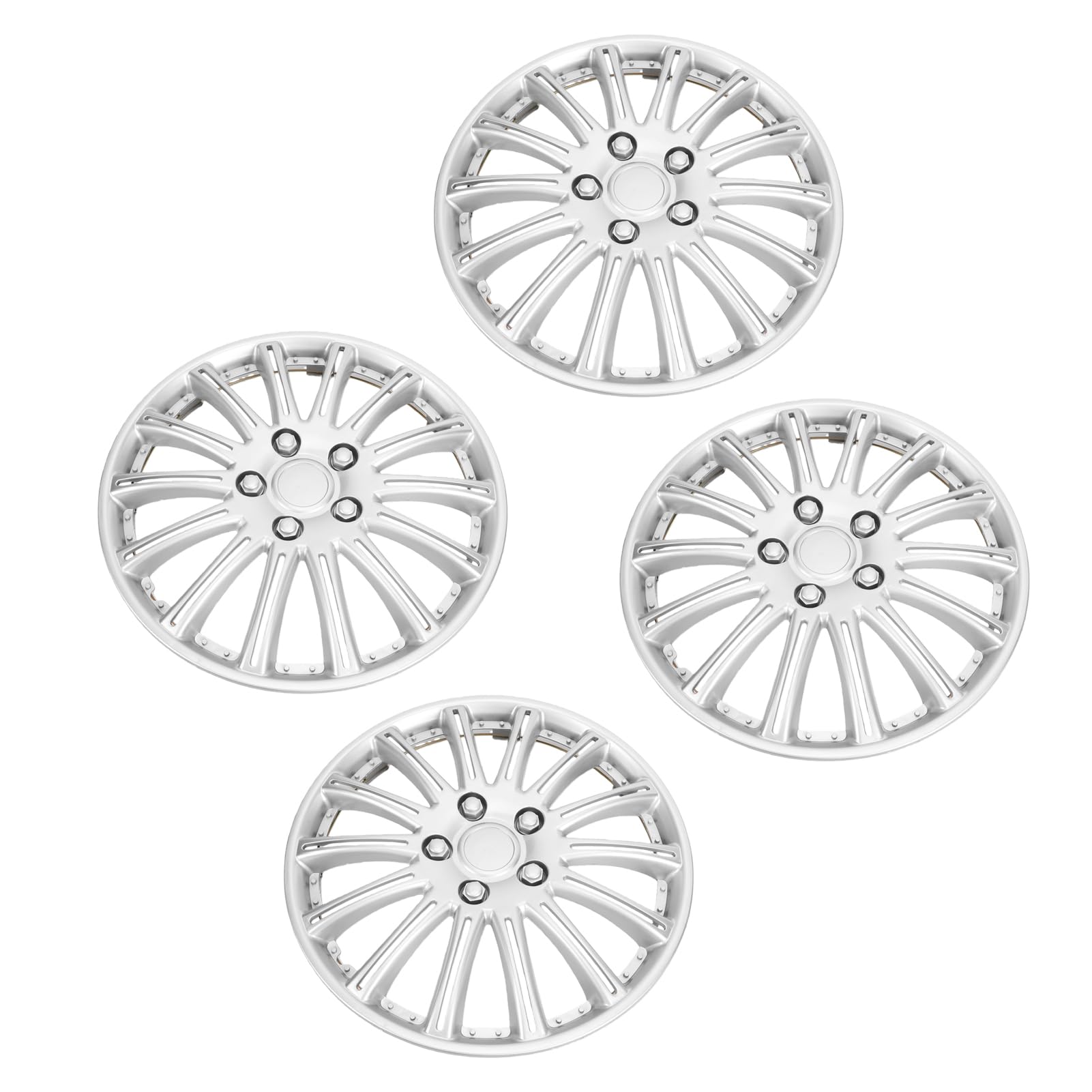 Set di Coprimozzi Universali Argento da 14 Pollici, Resistenti Copricerchi in ABS per Auto SUV, 4 Pezzi Facile Installazione