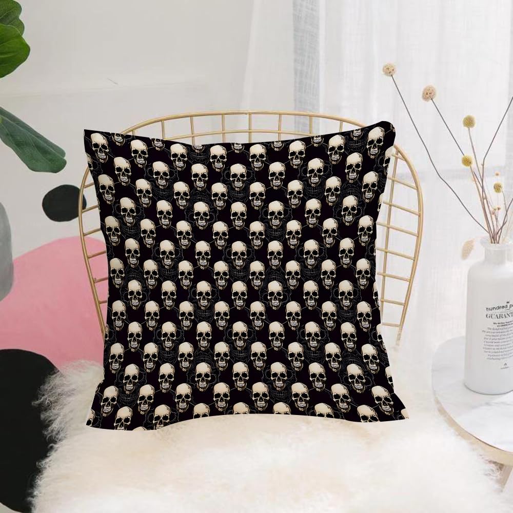 Hyosxw Skull Pattern.skull Seamless Pattern. - A7 Cushion Cover,Throw Pillow Case Home Decorative For Living Room Bedroom Sofa Chair 18X18 Inch,Skull Pattern.skull Seamless Pattern.,Pillowcase 45X45cm