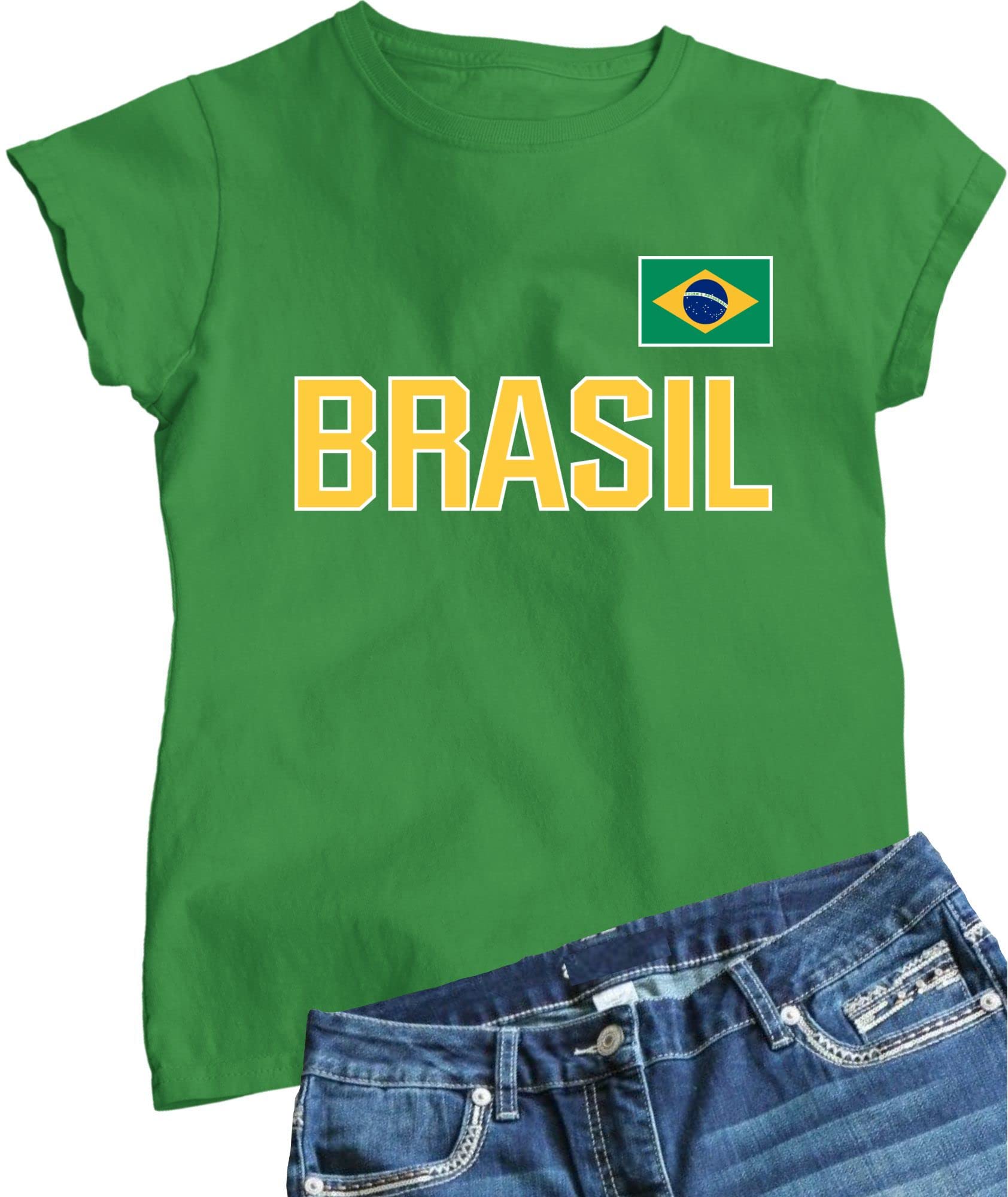 Go All OutWomens Team Brasil Brazil Flag Pride T-Shirt