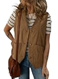 Womens Corduroy Vests Outerwear 2025 Button-Down Lightweight Waistcoat Sleeveless Jacket Casual Vest