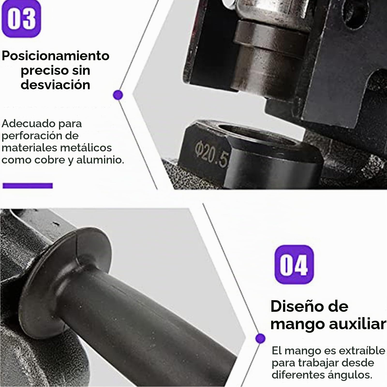 Perforadora Hidráulica Eléctrica φ1/4"-4/5" Punzonadora Perforadora De Metal Perforación Rápida,Posicionamiento Preciso,Fácil De Operar,para Placa Hierro,Cobre Y Aluminio,Anglesteel-220V