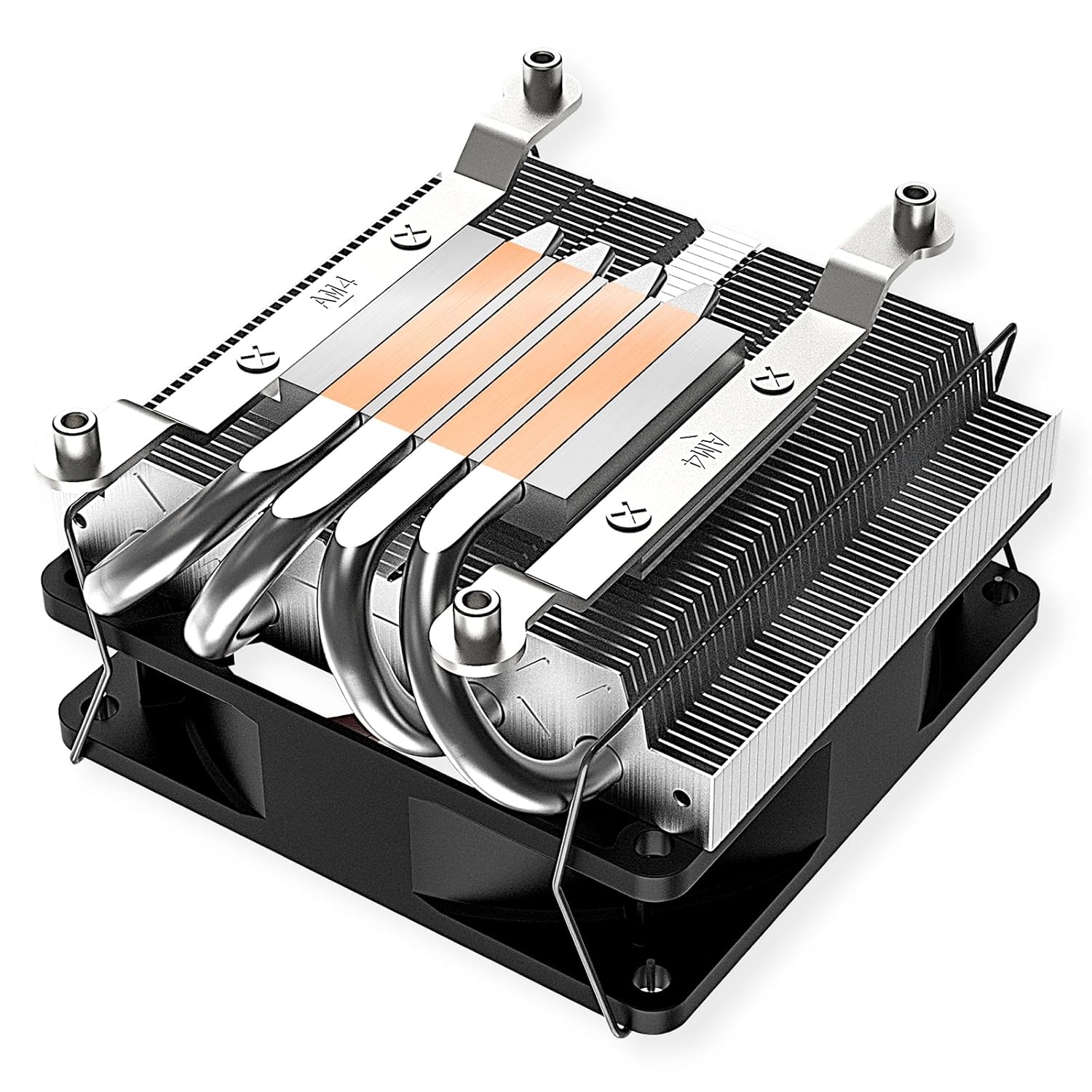 Bottom view of the Xilence Performance C A404T CPU Cooler with mounting brackets attached