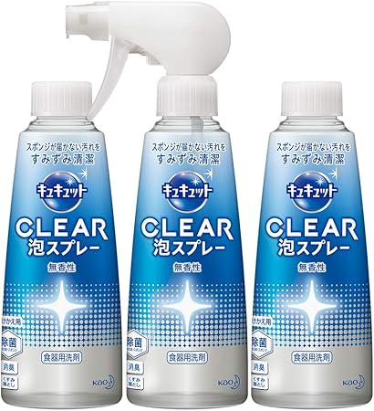 Amazon キュキュット Clear クリア 泡スプレー 食器用洗剤 無香性 本体 300ml つけかえ 300ml つけかえ 300ml キュキュット ドラッグストア