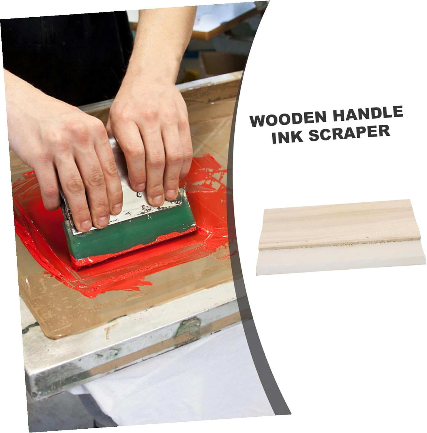 Flat Wood Handle Ink Scraper Squeegee for Screen Printing Rubber Blade with Abrasion and Solvent Resistance Lightweight Screen Printing Board Tool for Graphic Applications