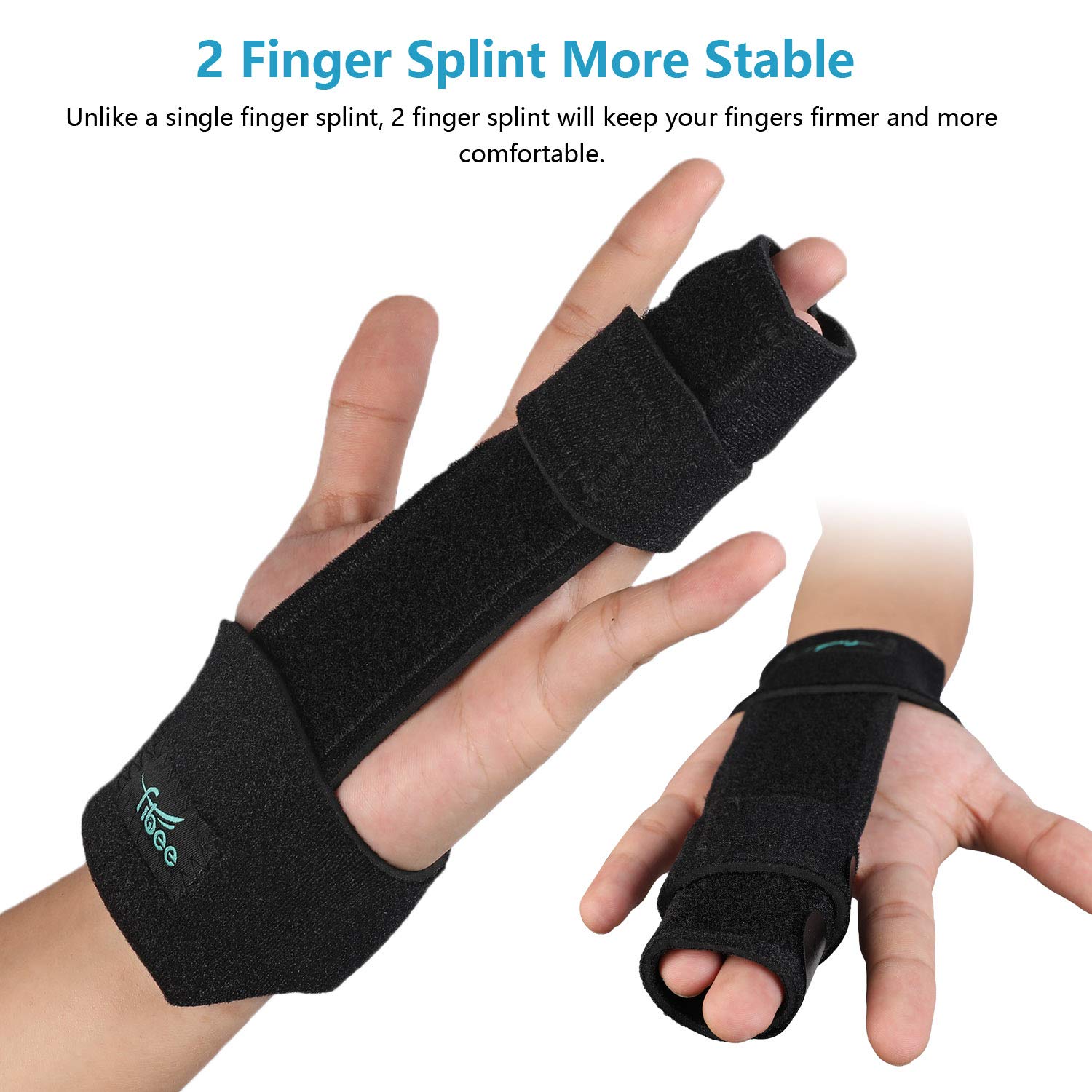 2 Finger Splint Trigger Finger Splint, Adjustable Two Finger Splint