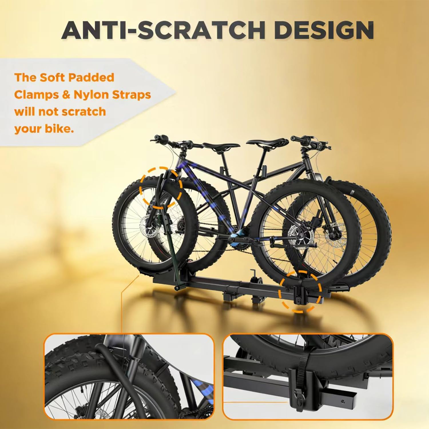 TANX Bike Racks for Ebikes,Fat Tire Bike Rack for Tow Hitch 2-Bike, Smart Tilting Platform for Standard E-Bikes, Fits 2-Inch Receiver