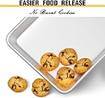 Commercial Quality Baking Sheet Pan Set, Natural Aluminum Cookie Sheet, Umite Chef Warp Resistant Baker's Half Sheet Pan, Large Thick Cookie Tray Pans for Baking, Roasting(2 Pack, 18X13In)