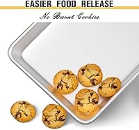 Vista 2 de Juego de bandejas para hornear de calidad comercial, hoja de galletas de aluminio natural, Umite Chef hoja de hornada resistente a