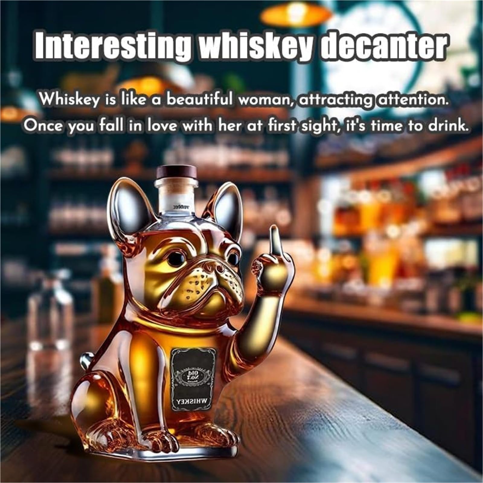 300ML Decantador Whisky Arte Escultura - Decantador De Whisky Con Forma De Bulldog Francés 3D, Botella De Licor De Vidrio Decorativa, Botella De Vino Decorativa Para El Hogar(#3)