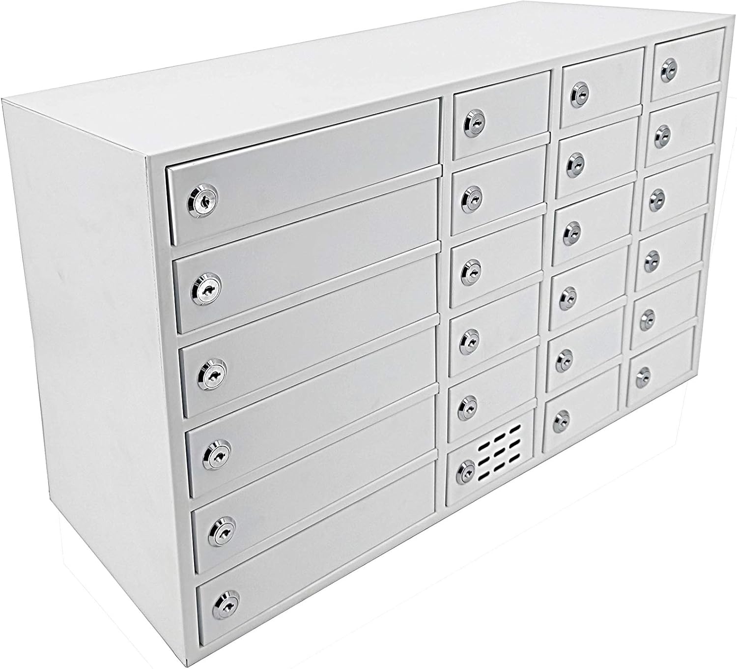 FixtureDisplays® Caja de ranura de correo de asignación de 24 ranuras para teléfono móvil USB Estación de carga 24 W x 15 H x 9 "D Big (8.2") y