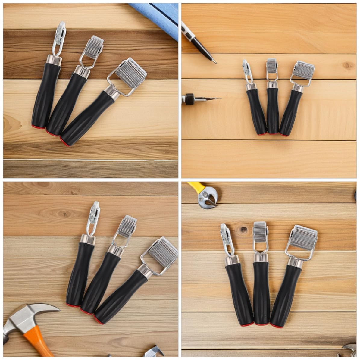 Yardwe 4 Piezas Herramienta de Reparación de Neumáticos Rodillo y Raspador, Material Plástico y Hierro, Fácil para Mantenimiento Diario y Viaje al Aire Libre