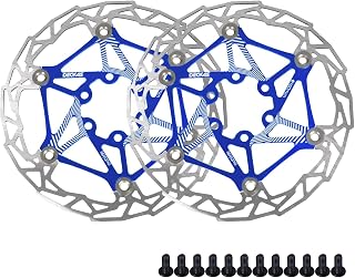 Bicycle Disc Brakes Rotor, 160mm&180mm Opition, Two-Piece Design, Cooling Floating, with Screws (Blue, 2pcs 180mm rotors)