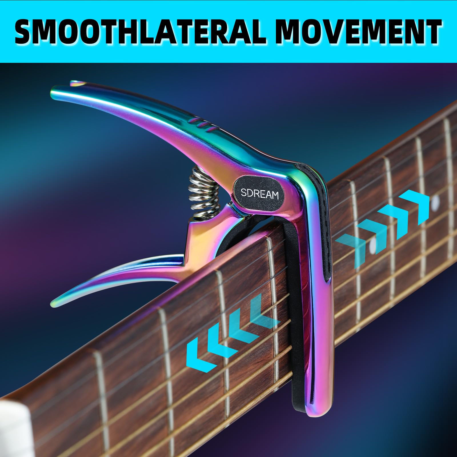 Cejilla para guitarra acústica y eléctrica, abrazadera de guitarra, accesorios de guitarra para guitarra clásica, ukelele, degradado exclusivo, con 4 púas (rojo)