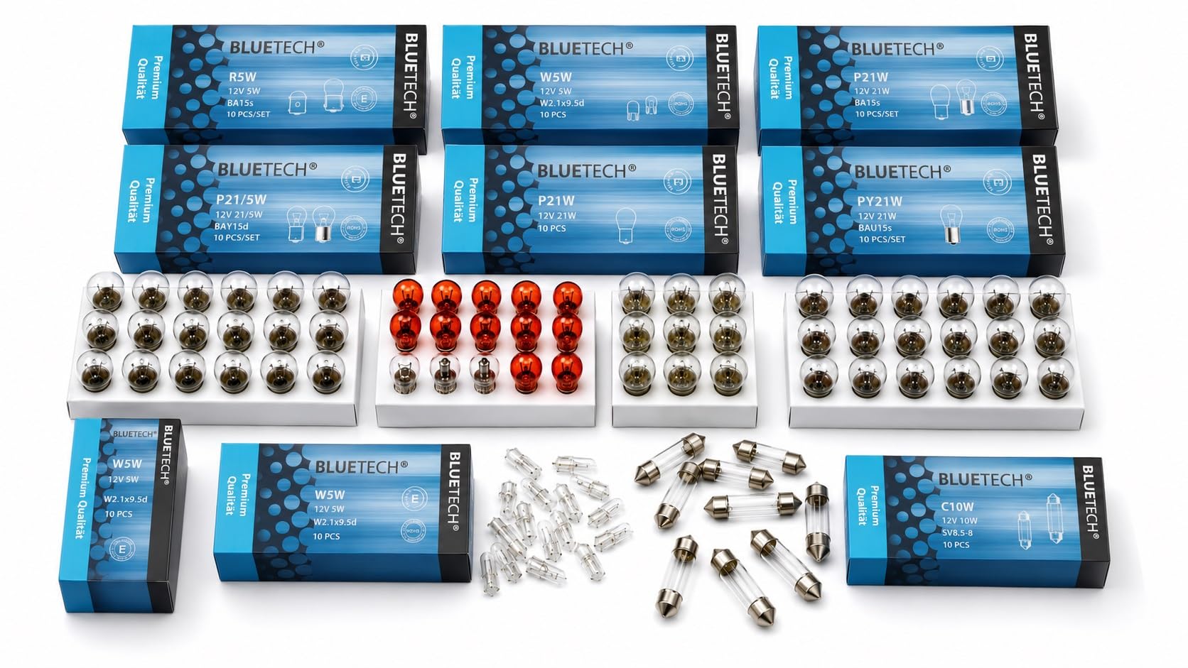BLUETECH 110 STÜCK HOBBY SPARSET KFZ Beleuchtung Birne Auto Lampe Glühlampen LONGLIFE.Mit STVO Zulassung