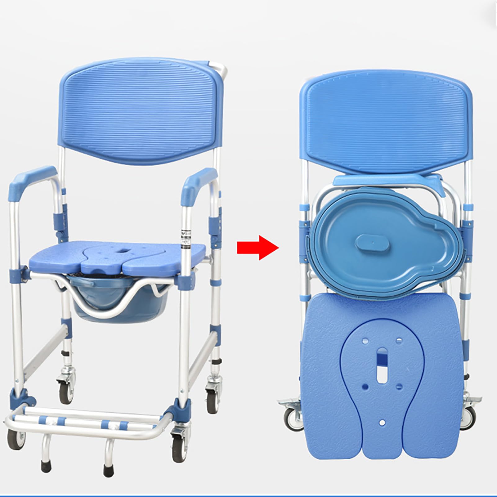 Silla Ducha WC con Ruedas, silla ducha mayores sillas de ducha para mayores ruedas silla de inodoro Taburete de Ducha para Personas Mayores Mujeres Embarazadas