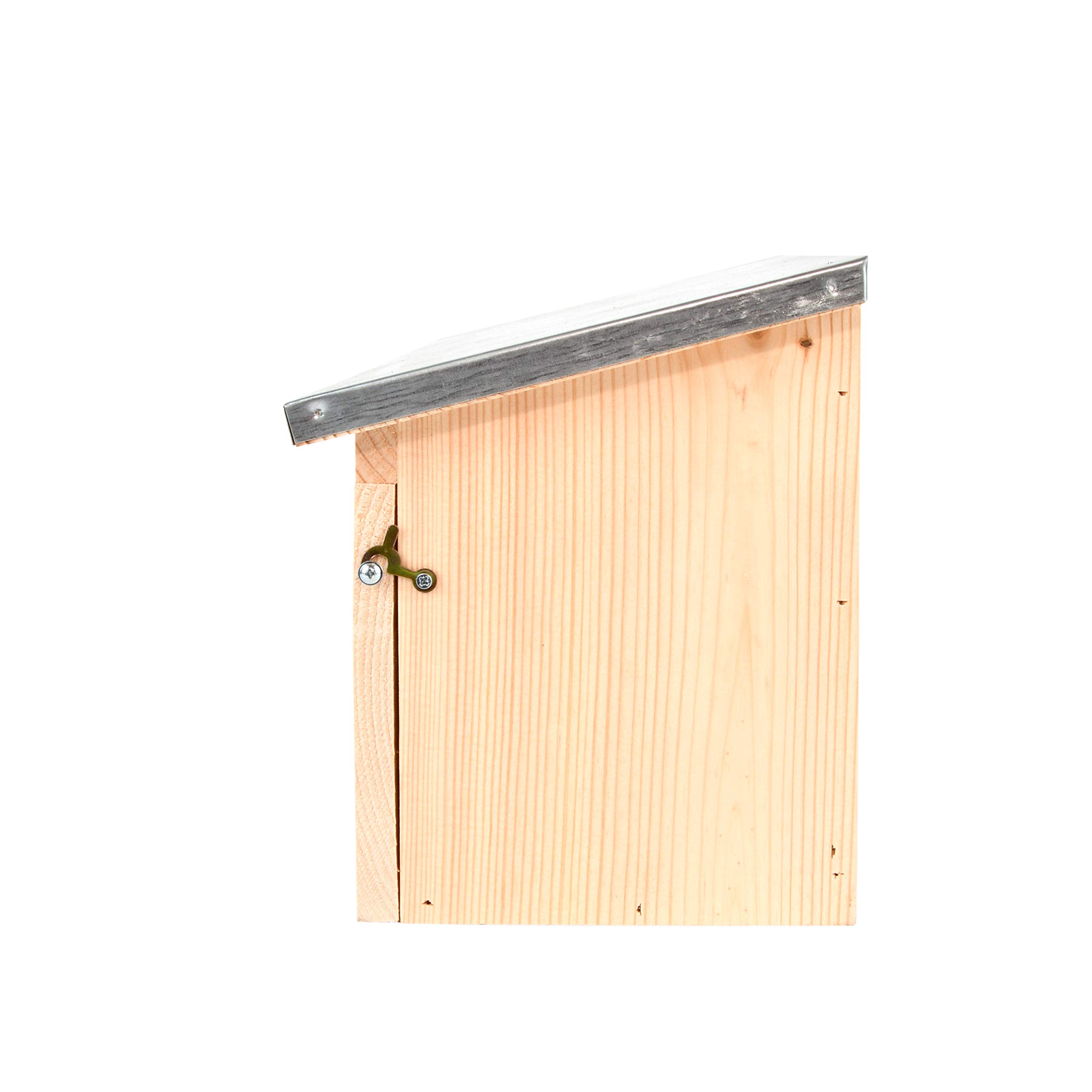 Esschert Design NK85 Horizontales Spatzenhaus aus Holz, Vogelhaus, Metalldach, Silber/Naturholz