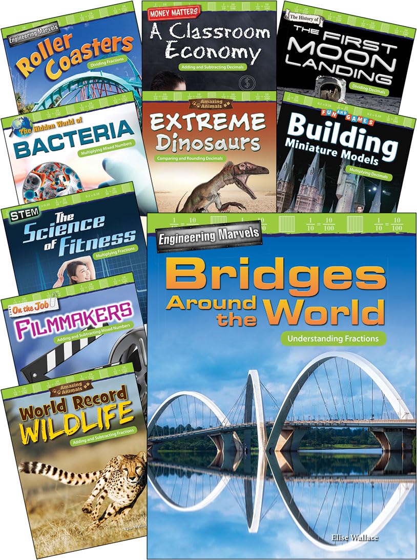 Teacher Created Materials 30057 Fractions and Decimals for Fifth Grade, 10-Book Set, Grade (Mathematics in the Real World)