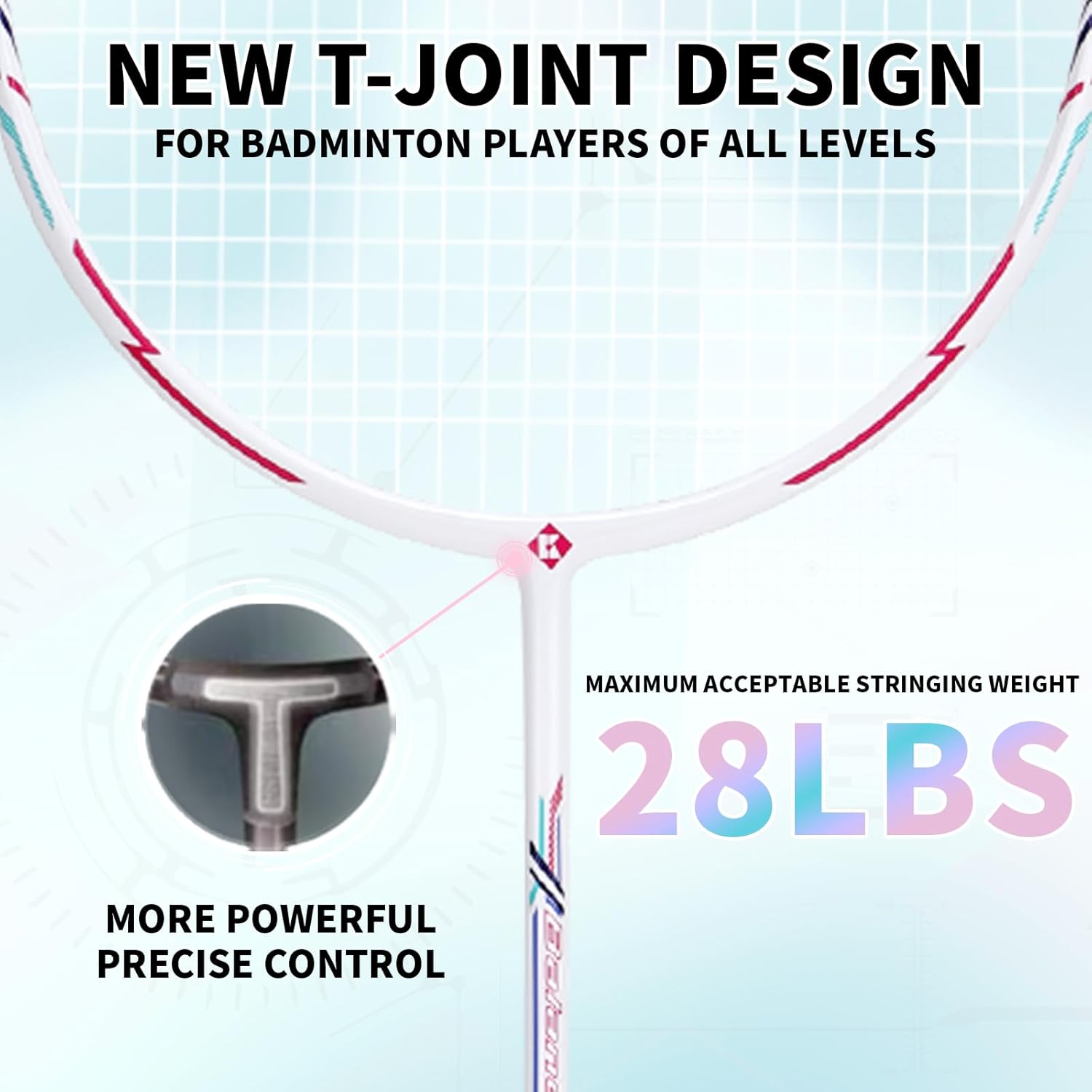 Badminton Racket Carbon Fiber Racquet, Professioanl Racket Badminton Set with Overgrip and Cover, Pro 4U Racket Lightweight for Outdoor Games, Gym, Competitions