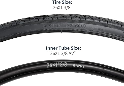 Miniatura 9 de YUNSCM 2 neumáticos de bicicleta de carretera de 26 x 1 3/8 (37-590) y tubos de bicicleta de 26 x 1 3/8 válvula Schrader con 2 tiras de llanta