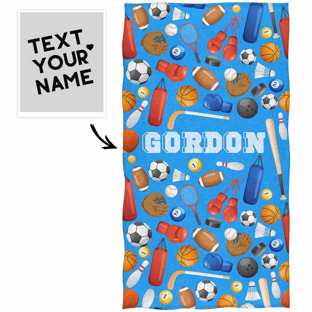 Personalized Baseball Beach Towel With Name - 30x56 Inch Microfiber Quick Dry Towel For Kids & Adults