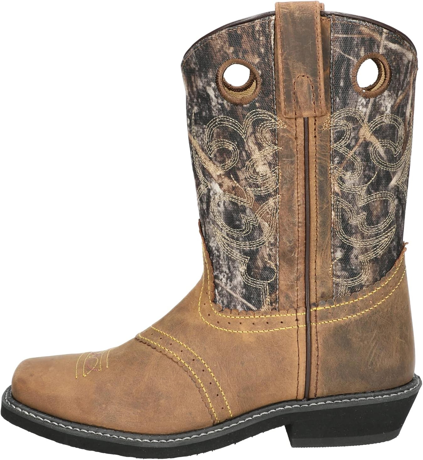 Smoky Mountain Boots | Pawnee Series | Womenโs Western Boot | 9-Inch Height | Square Toe | Genuine Leather | True Timber Camo | Crepe Sole & Walking Heel | Man-Made Lining & Leather Upper | Steel Shank