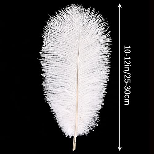 Miniatura 2 de THARAHT Plumas de avestruz blancas, 24 piezas naturales a granel de 10-12 pulgadas 9.8 in-11.8 in para manualidades, bodas, fiestas, centros de