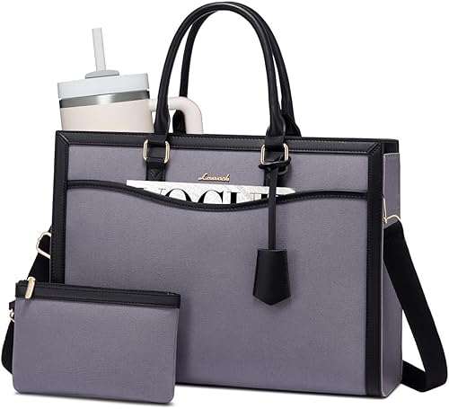 LOVEVOOK Bolsa de mano para laptop para mujer, bolsa de trabajo de oficina, maletín para laptop de 15.6 pulgadas, bolsa de gran capacidad para