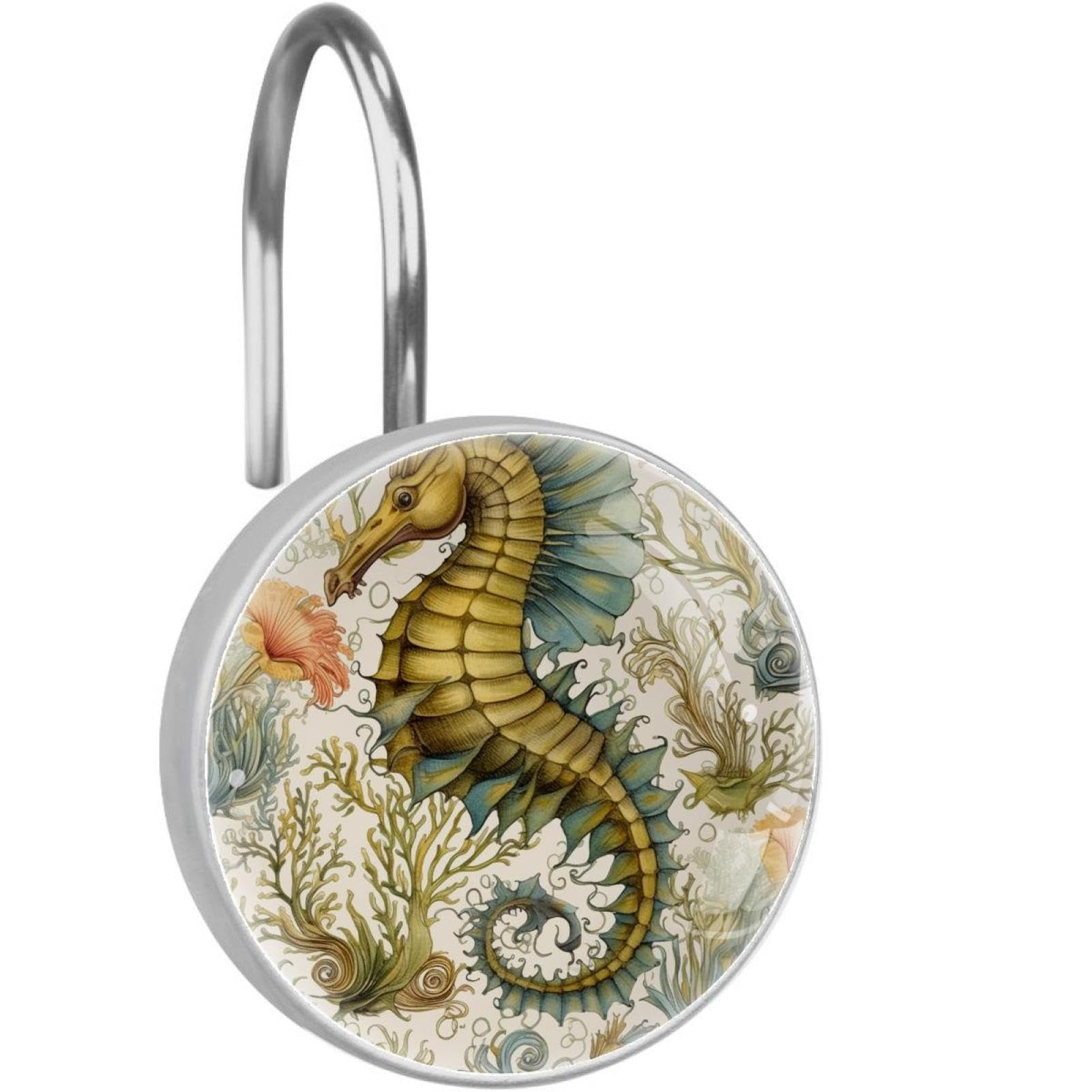 Ganchos para cortina de ducha Art Ocean de acero inoxidable pack de 12 unidades