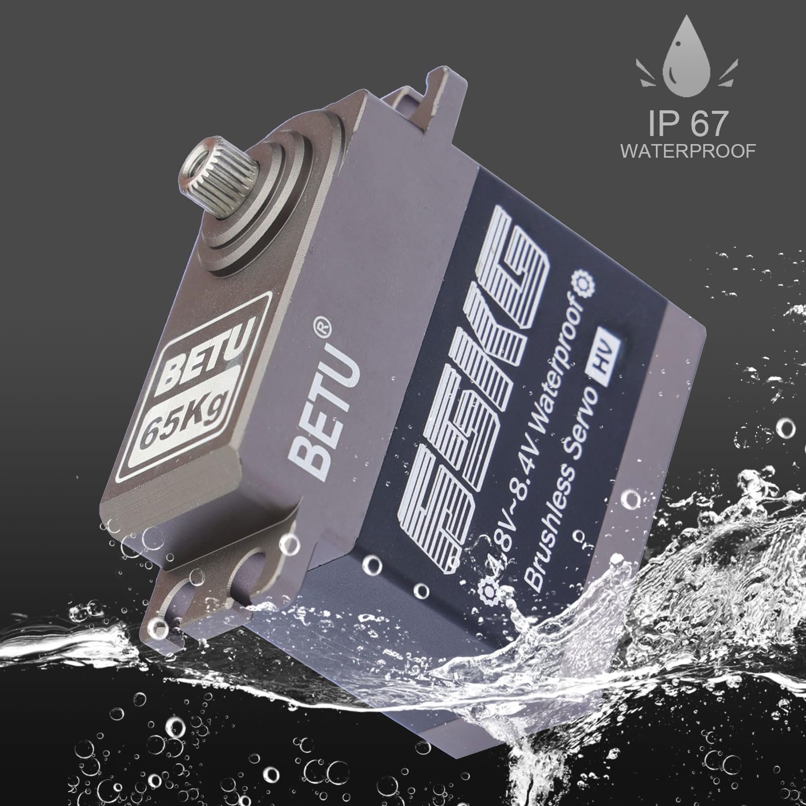 BETU Servo sans balais de 65 kg, servo haute vitesse, servo RC Waterpoof compatible avec 1/5,1/6, 1/8, 1/10 RC voiture/robot/bateau/avion