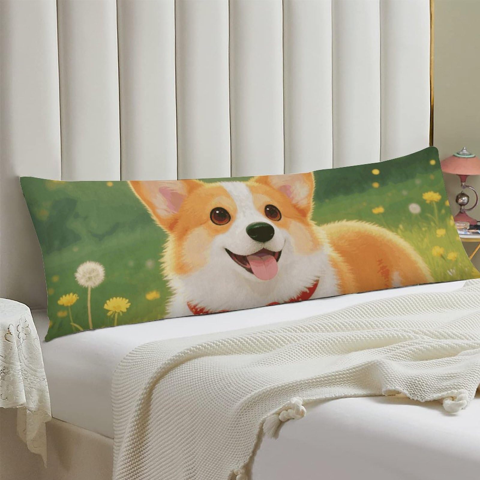 Body Pillow Cover 20x54 Long Pillow Case with Invisible Zipper Breathable Microfiber Corgi Pillowcase Soft Cozy Protector for Bedroom Couch Sofa Bed Home Decor All Seasons