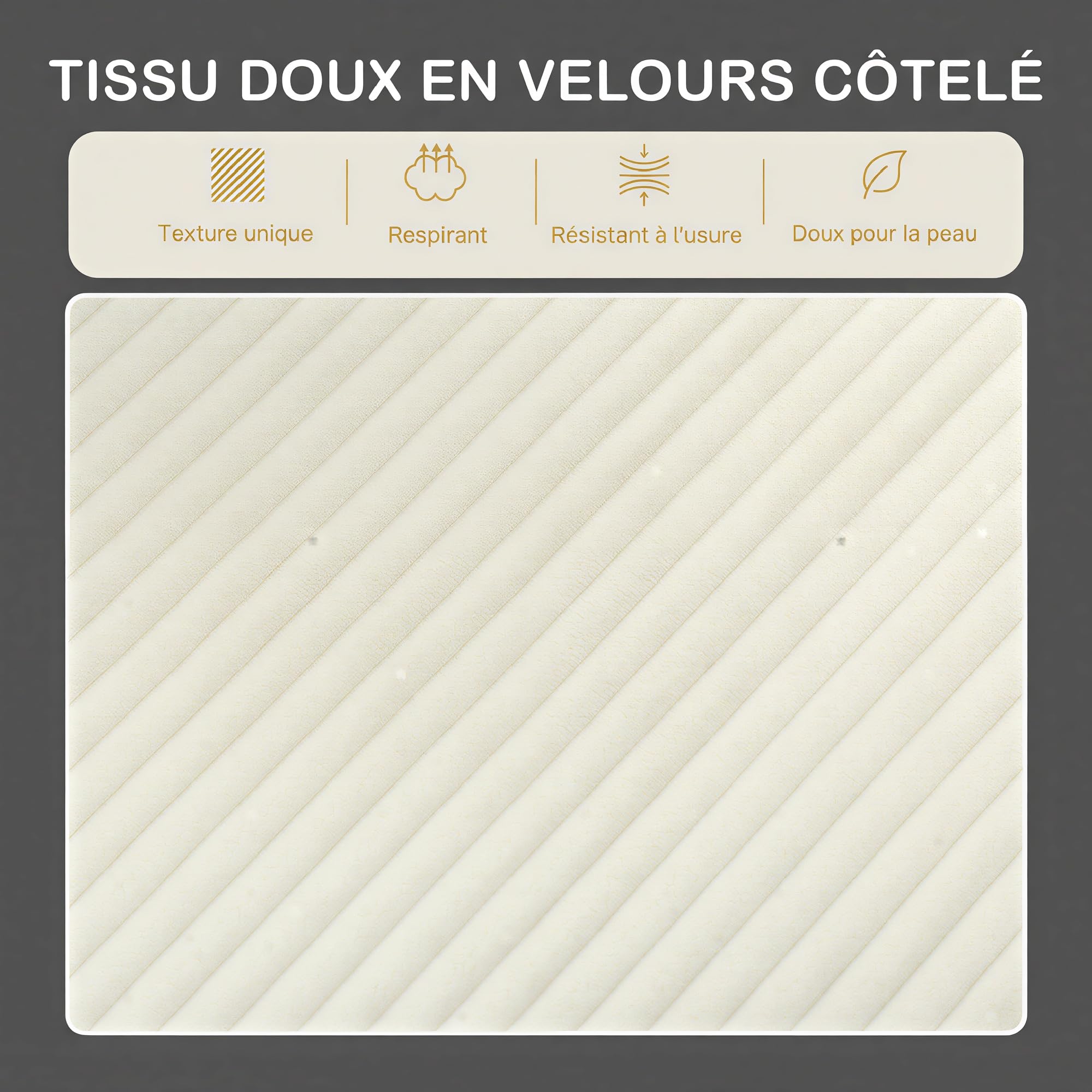 HOMCOM Divano a 3 posti in velluto a coste, design moderno, divano con cuscini a molle e seduta imbottita, ideale per soggiorno, camera da letto o ufficio, 192 cm, beige