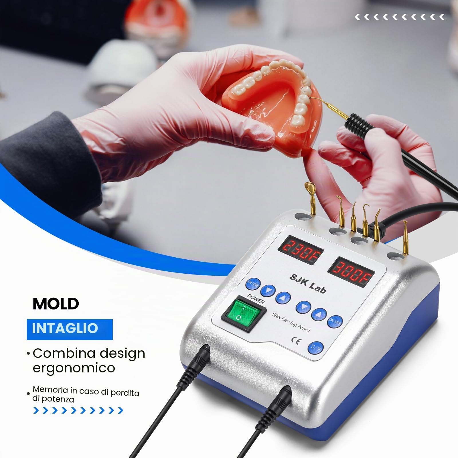 J0801 - Matita elettrica per intaglio a cera, doppia penna e 6 punte da intaglio, eccezionale conducibilità termica per realizzare qualsiasi attività di intaglio di precisione, adatta per doppio uso